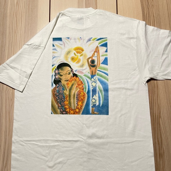 Vintage‎ Paradise Found Hawaiian Hula Girl Portrait SS Shirt - Picture 1 of 9